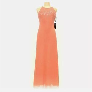 Cachet Embellished Sheath Evening Gown Coral 8
